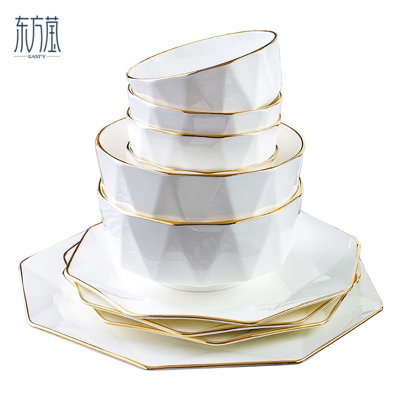 Gift bowls, ceramic bowls, bone China bowls, noodle bowls, soup bowls, rice bowls, rice bowls, salad bowls, bone China tableware, household solid-color European bowls, irregular-shaped bowls, internet-famous geometric tableware Item Picture