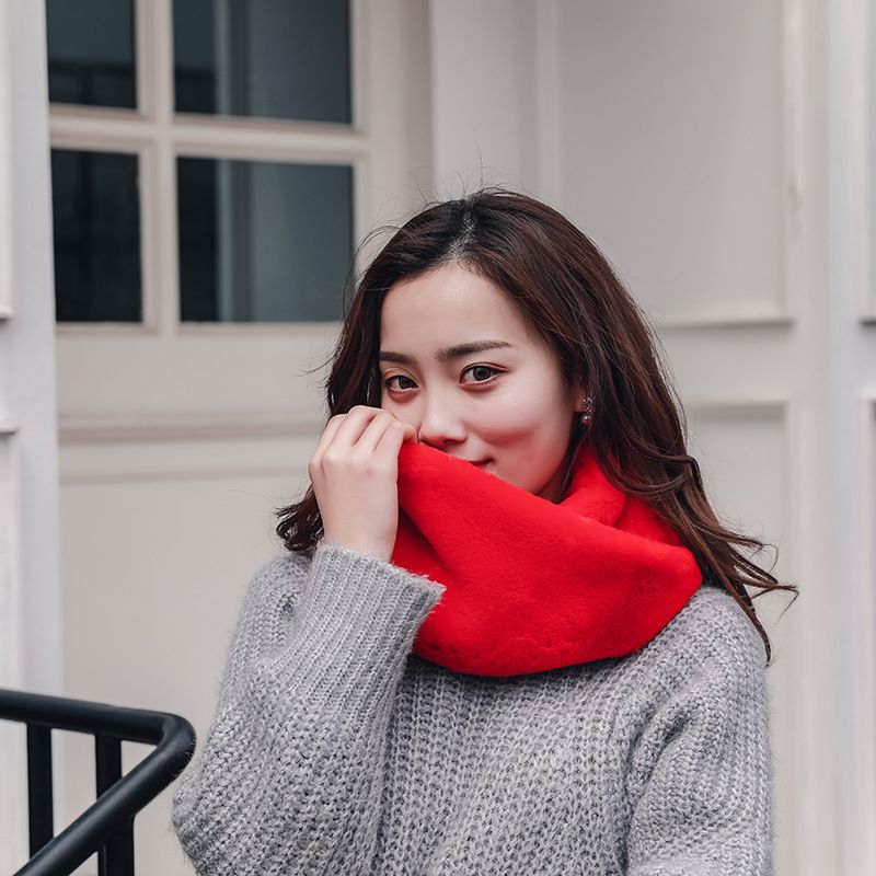 Jian 'ai Siyuan Factory direct sales, export for foreign trade, winter solid color fake fur scarf, imitation fur cross scarf head