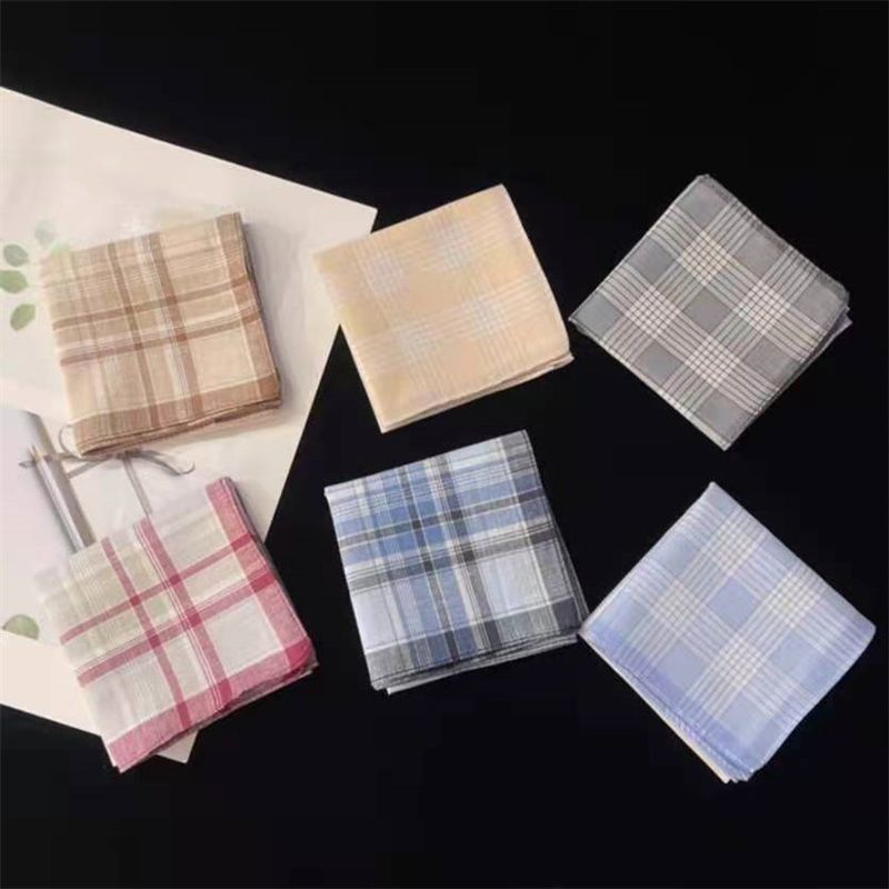 Small Fish Handkerchief Classic Hand Towel Old Handkerchief Striped Checkered Sweat Absorbent Towel 104