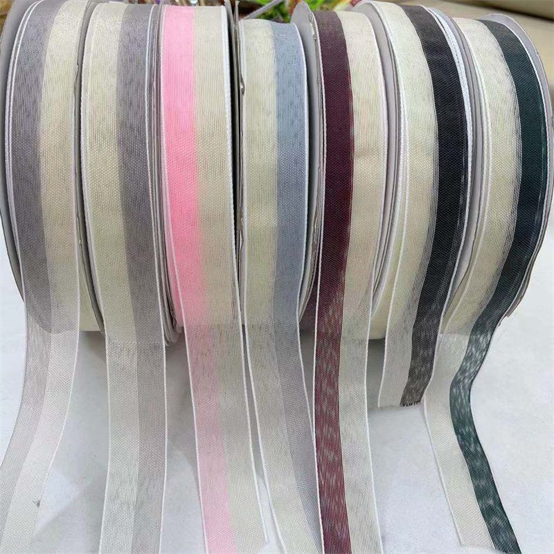 鼎诚织带2.5公分双色韩纱 头饰饰品配件 diy手工蝴蝶结饰品婚庆花束礼品包装