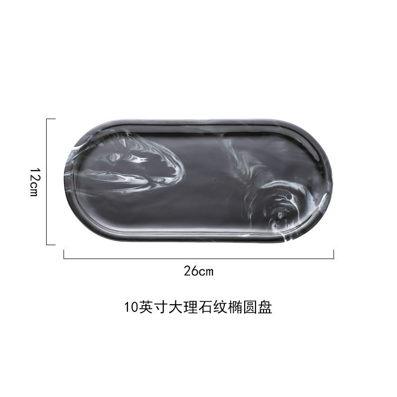 Nordic ins creative and simple marble-patterned ceramic plates, oval plates, steak plates, home storage, jewelry plates, trays Application Scenario