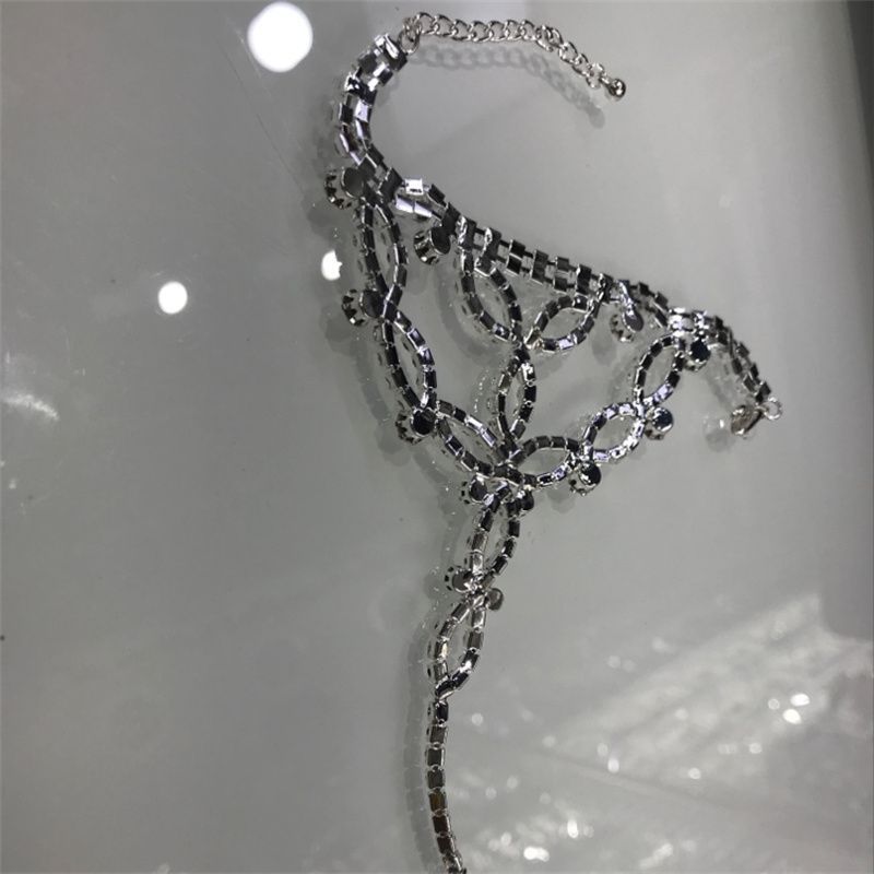 Korean Crystal Diamond Ring One Hand Back Chain Bracelet Bride Wedding Bridesmaids Jewelry Performance Accessories