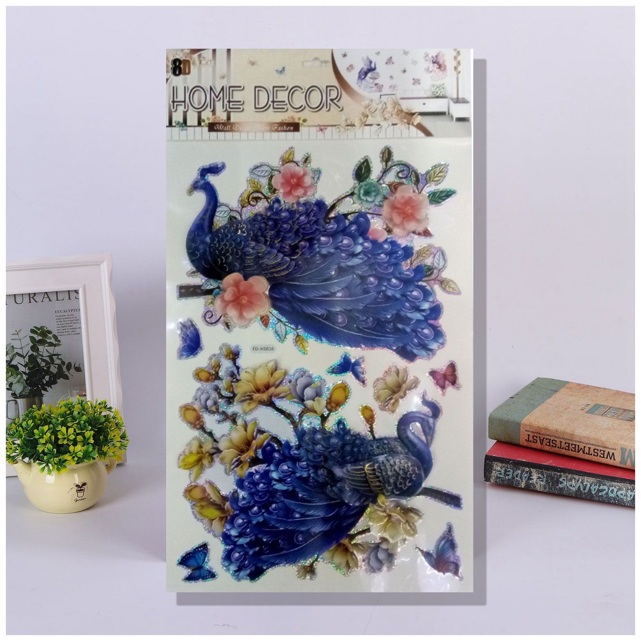 High-end laser peacock decorative wall paste laser 3D peacock three-dimensional wall paste DIY layer wall paste custom