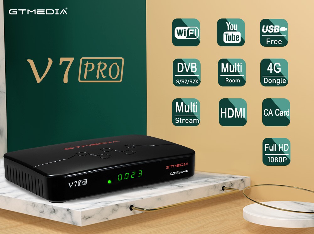 GTMEDIA V7PRO set-top box with wifiH.265T2MI, Spanish T2, Brazilian 1080P TVBOX detail image 1