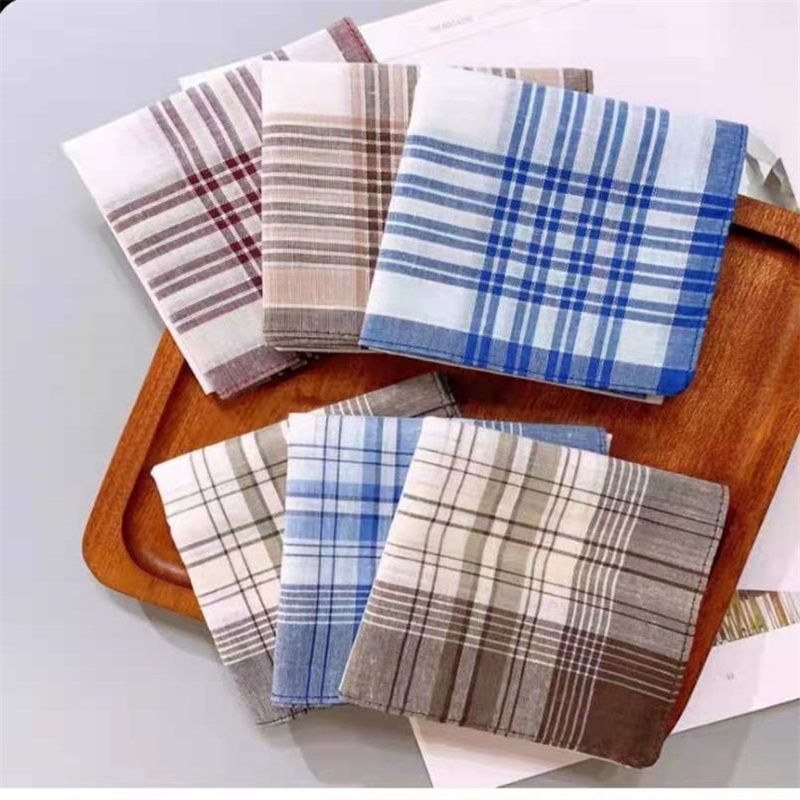 Small Fish Handkerchief Classic Hand Towel Old Handkerchief Striped Plaid Sweattowel Hand Towel 117