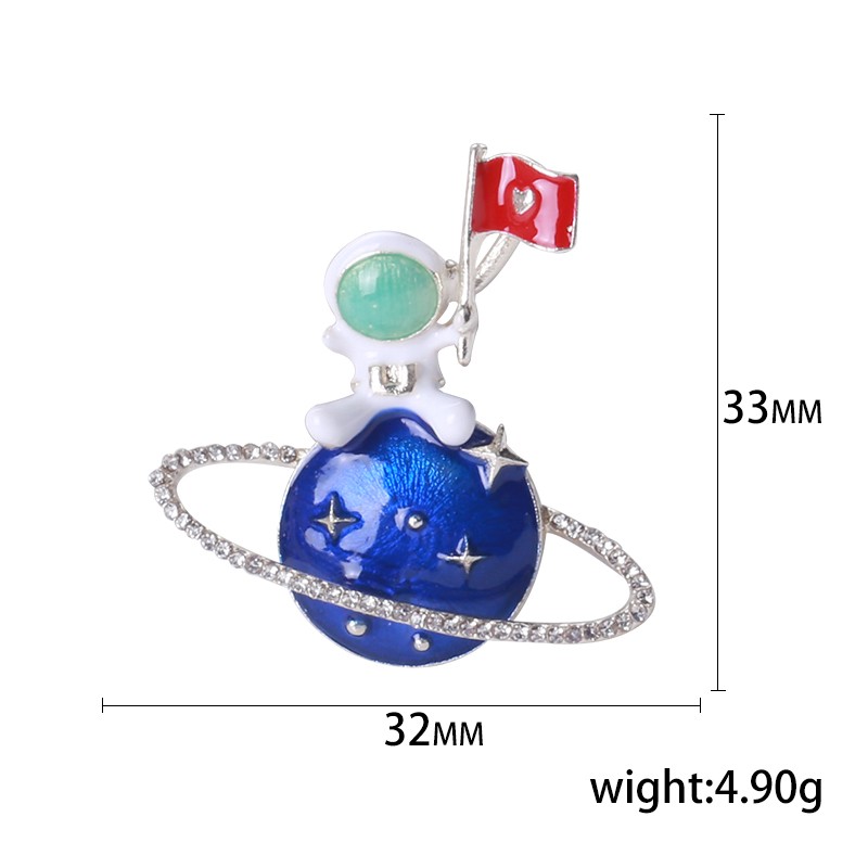 日韩创意宇宙蓝色星球宇航员登顶造型胸针个性滴油太空人可爱胸花详情图4