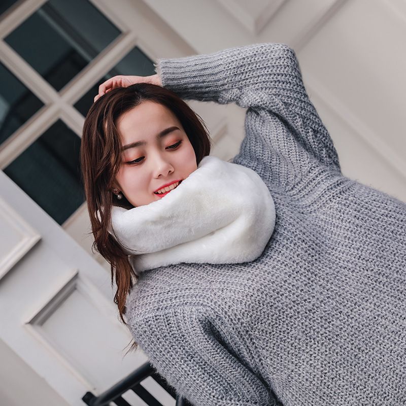 Jian 'ai Siyuan Factory direct sales, export for foreign trade, winter solid color fake fur scarf, imitation fur cross scarf head Specification image