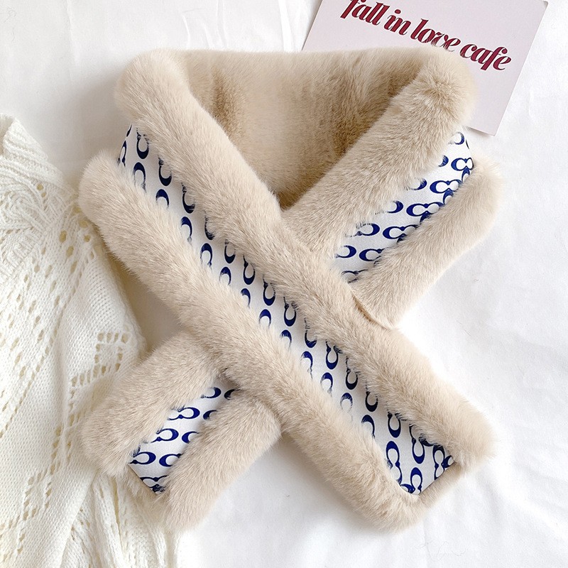 简爱丝缘泫雅风秋冬保暖毛毛围巾冬季韩版百搭装饰懒兔毛手感学生围脖交叉详情图11