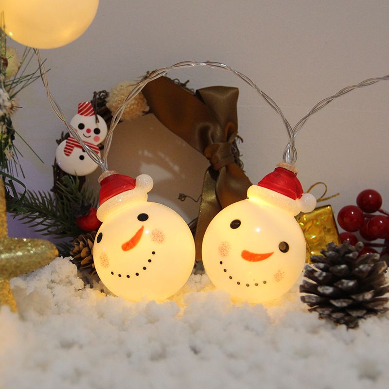 led圣诞节灯串圣诞老人雪人灯串电池盒灯房间装饰灯户外圣诞彩灯图
