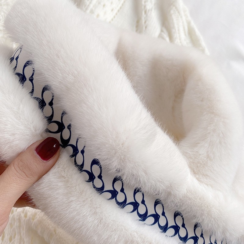 简爱丝缘泫雅风秋冬保暖毛毛围巾冬季韩版百搭装饰懒兔毛手感学生围脖交叉详情图18