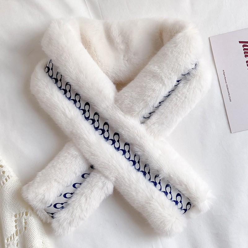 简爱丝缘泫雅风秋冬保暖毛毛围巾冬季韩版百搭装饰懒兔毛手感学生围脖交叉详情图17