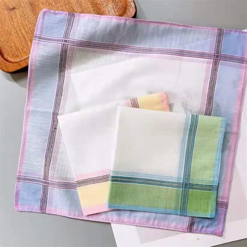 Small Fish Handkerchief Classic Hand Towel Old Handkerchief Striped Plaid Sweat-Absorbent Towel 116