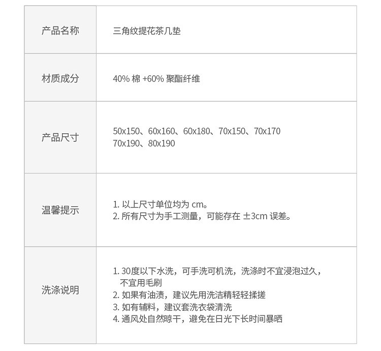三角纹三色可选欧式电视柜鞋柜盖布提花四角流苏单层餐桌茶几盖巾详情图1