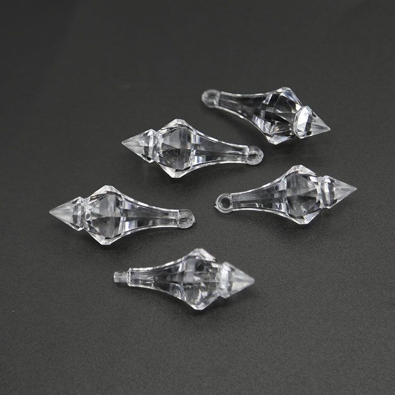 亚克力仿水晶切面横孔水滴吊坠  长尖珠diy散珠灯饰工艺品灯串配件