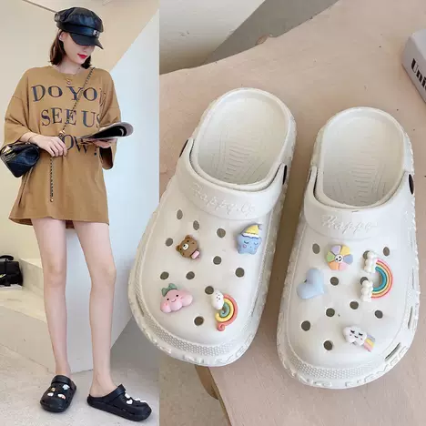 Thick-soled clogs, anti-slip half-toe, summer beach ins trendy women's slippers 96