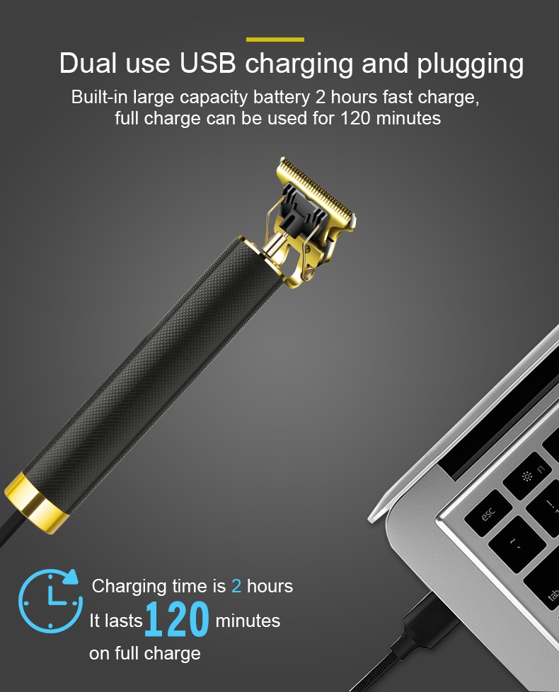 Daling DL-1072 Hair Clipper Engraving Clipper 0-scale grid pattern metal tube body bald clipper detail image 5