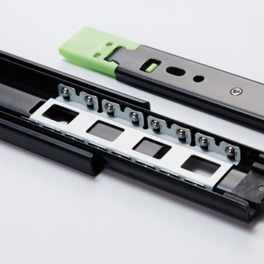 45mm wide three-section rebound slide rail, side-mounted rebound steel ball thickened track, cabinet drawer slide rail details Picture
