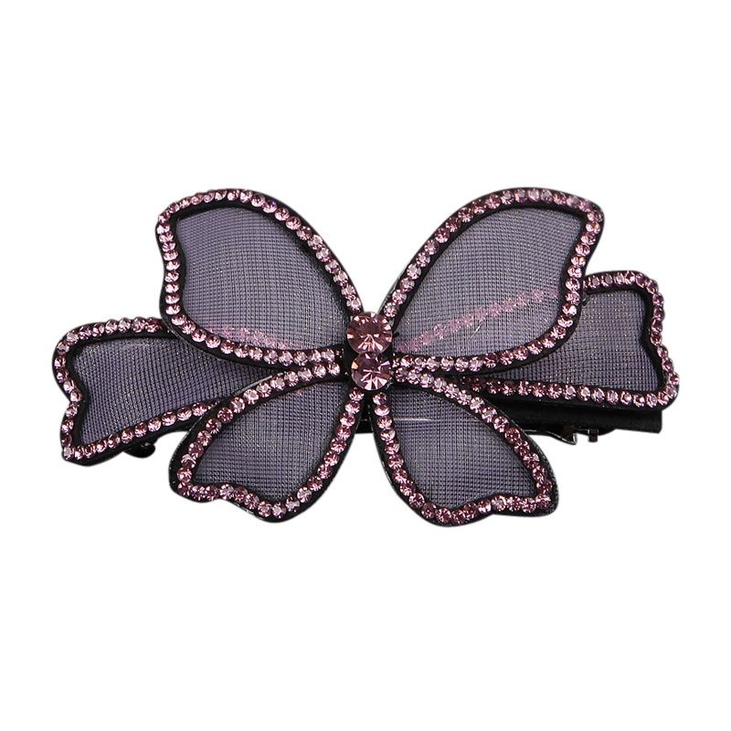 Korean Elegant Adult Rhine-Diamond Hairpin Butterfly Hairpin Top Clip Jewelry Mom Hairpin Spring Clip Hairpin Female 2