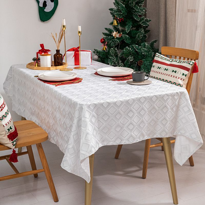 2021新款圣诞节家居装饰餐桌布星光璀璨提花圣诞氛围台布简约盖巾