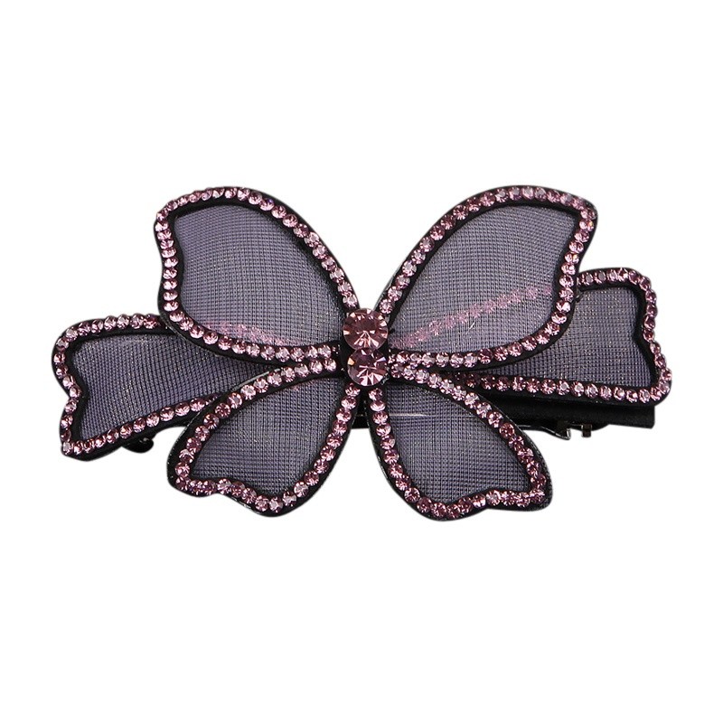 Korean Elegant Adult Rhine-Diamond Hairpin Butterfly Hairpin Top Clip Jewelry Mom Hairpin Spring Clip Hairpin Female 6 details Picture