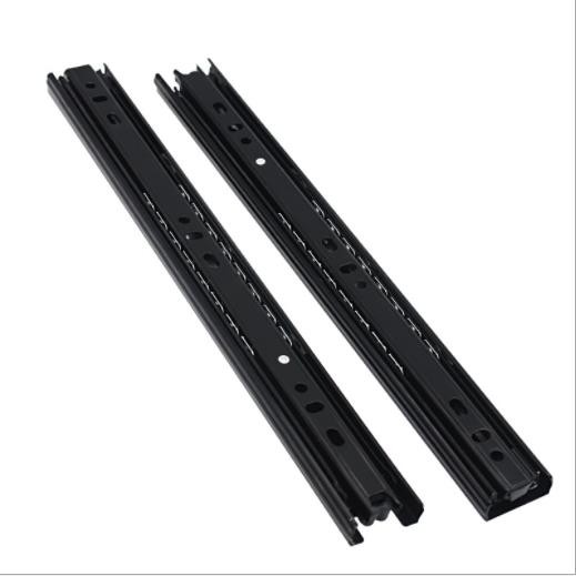 Silent three-section drawer slide rail, ordinary buffer ball slide rail, cabinet damping three-fold slide rail track detail image 3