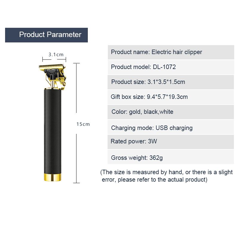 Daling DL-1072 Hair Clipper Engraving Clipper 0-scale grid pattern metal tube body bald clipper Item Picture