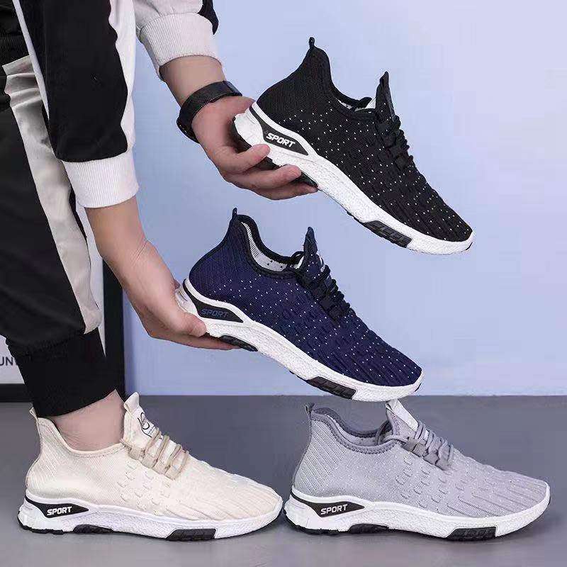 Breathable Fashion Fly-Woven Casual Sports Shoes Lace-Up Multi-Color Shock Absorption Shoes Men's Shoes Women's Shoes Board Shoes Coconut Shoes Durable Cool Non-Slip Shoes 44227-1115