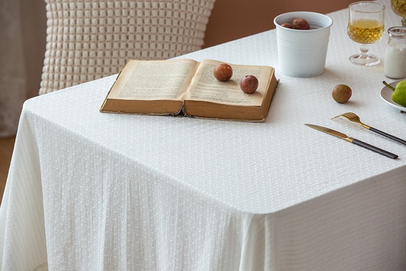 木耳边提花桌布水洗布艺多尺寸可选现代简约风格纯色百搭餐桌台布详情图5
