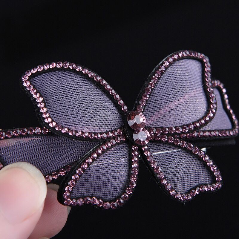 Korean Elegant Adult Rhine-Diamond Hairpin Butterfly Hairpin Top Clip Jewelry Mom Hairpin Spring Clip Hairpin Female 2 details Picture