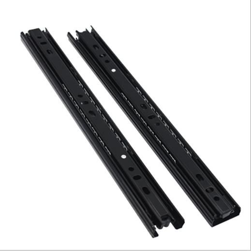 Silent three-section drawer slide rail, ordinary buffer ball slide rail, cabinet damping three-fold slide rail track