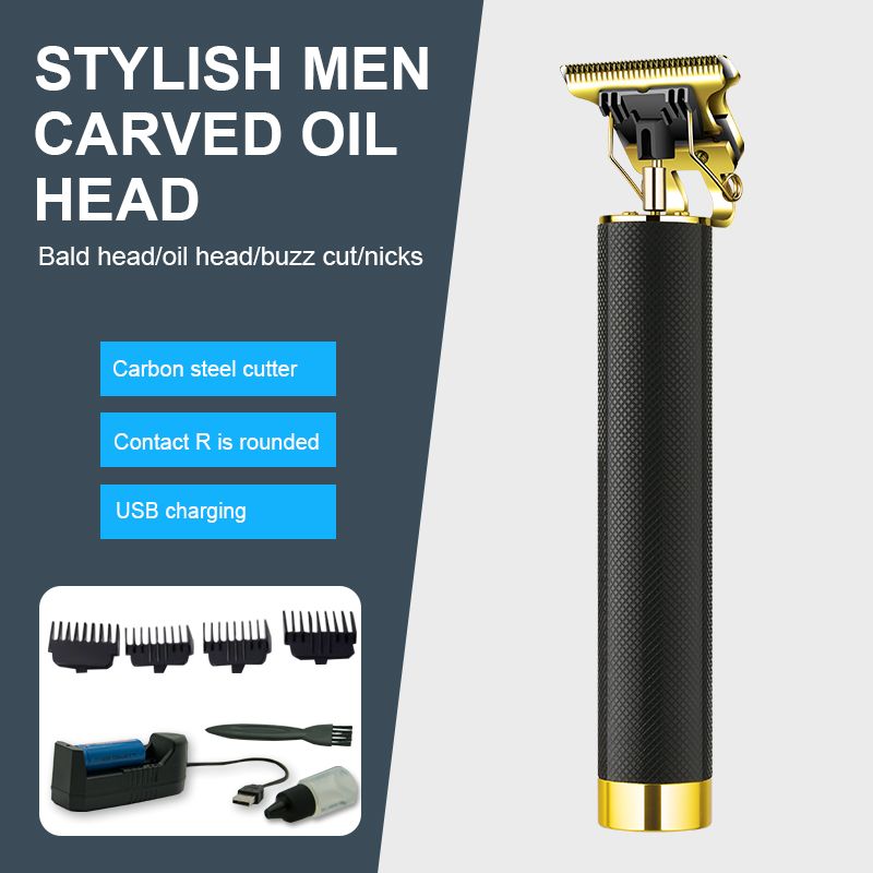 Daling DL-1072 Hair Clipper Engraving Clipper 0-scale grid pattern metal tube body bald clipper