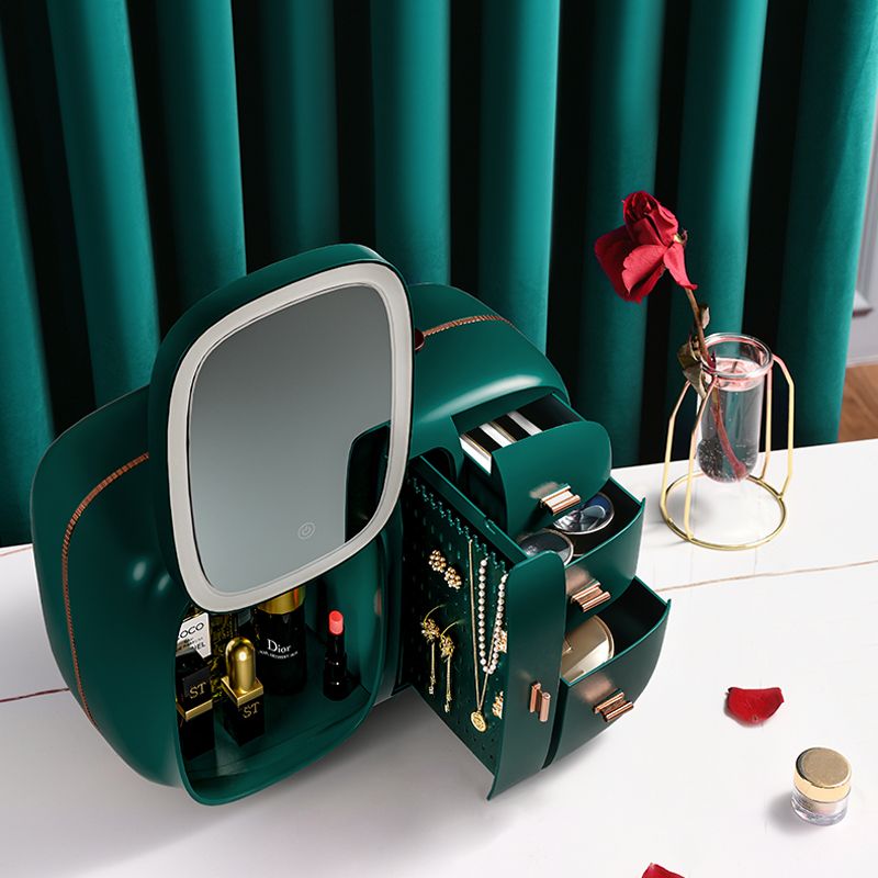 Internet-famous cosmetics storage box, shelf, jewelry with mirror, makeup mirror integrated, cosmetics and skin care products storage, makeup box full figure