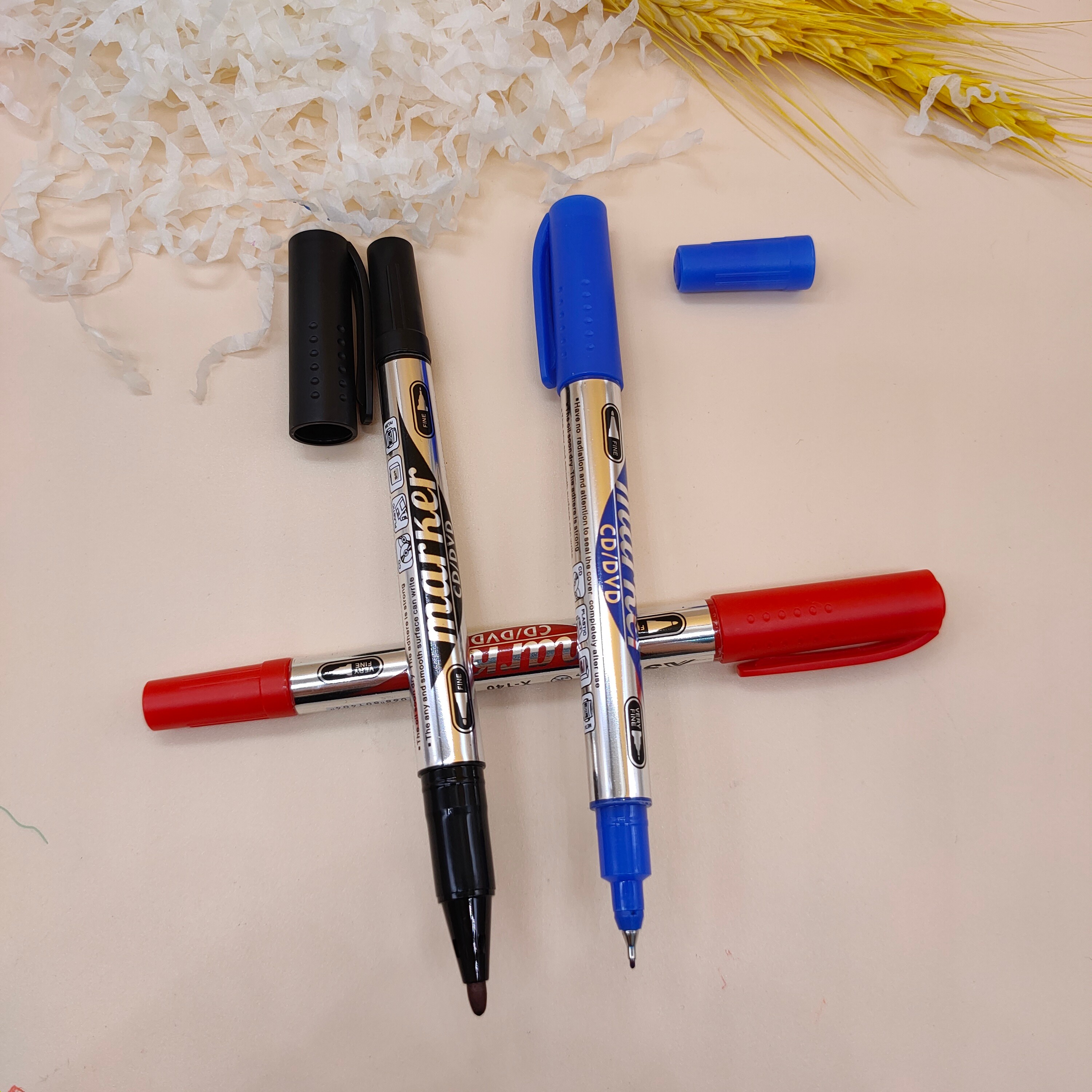 记号笔黑色小双头粗细油性美术勾线笔蓝红色彩色装 CD光盘笔  标记笔书写工具详情5