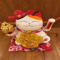 Nantai white porcelain fortune tree hand-made shaking cat