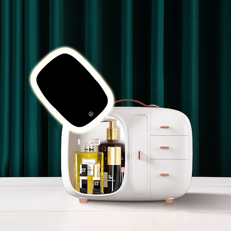 Internet-famous cosmetics storage box, shelf, jewelry with mirror, makeup mirror integrated, cosmetics and skin care products storage, makeup box Specification drawing