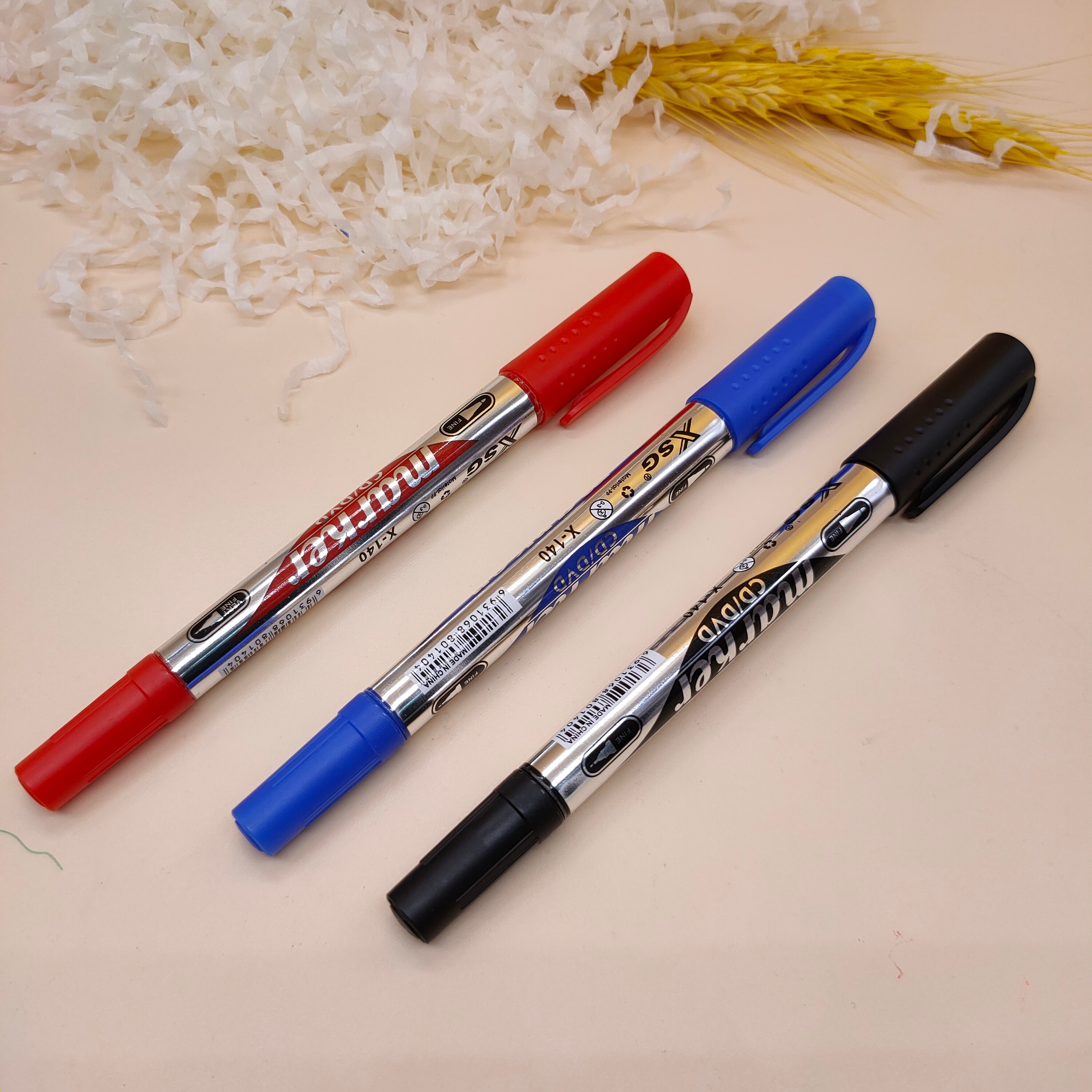 记号笔黑色小双头粗细油性美术勾线笔蓝红色彩色装 CD光盘笔  标记笔书写工具详情3