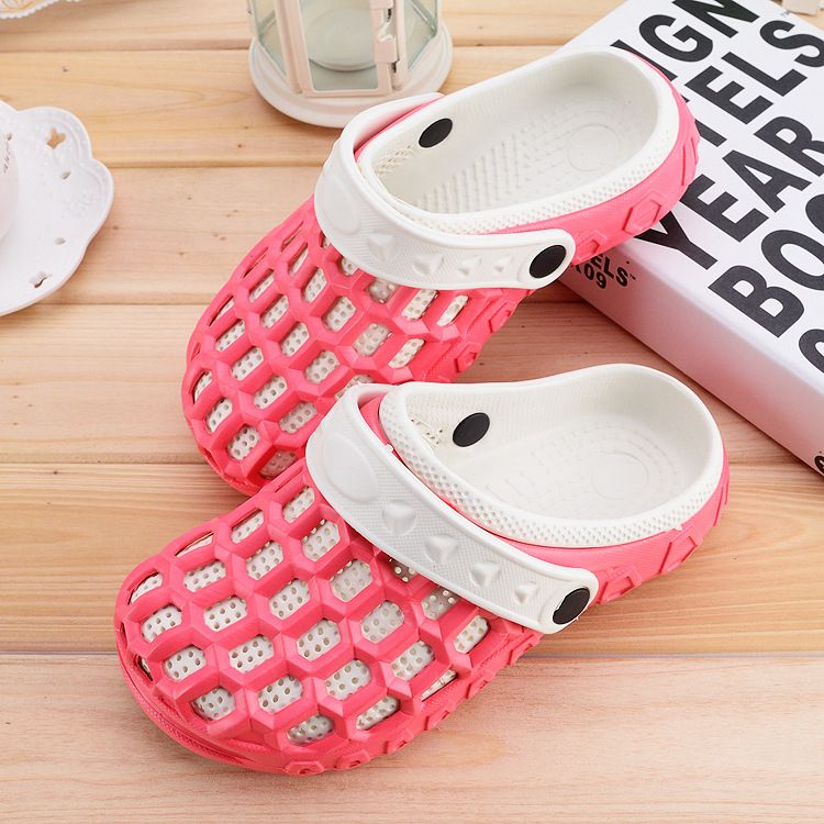 厚底洞洞鞋外穿防滑半包头夏天沙滩ins潮女拖鞋42