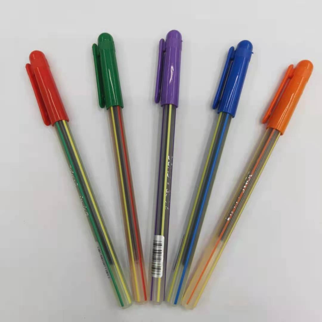 彩色系圆珠笔中油笔透明笔杆原子笔0.6MM详情4