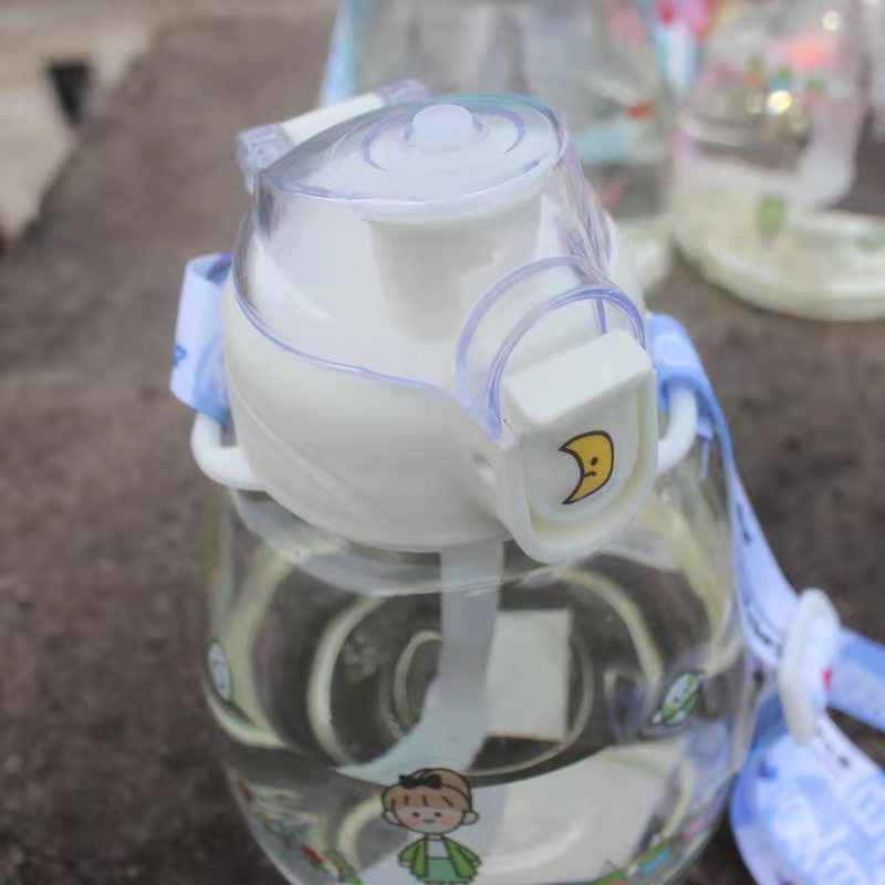 Large-capacity water cup, cute Instagram water bottle for girls, portable straw cup, plastic student water cup for fitness and sports, large-bellied cup Specification drawing