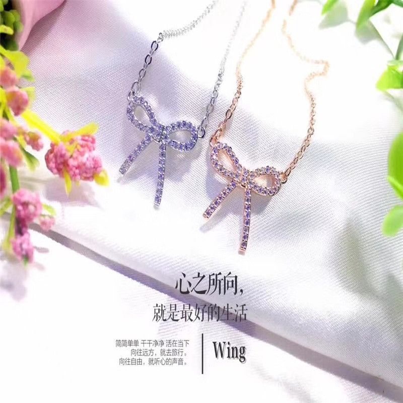 时尚韩版设计精致925纯银蝴蝶结精品项链