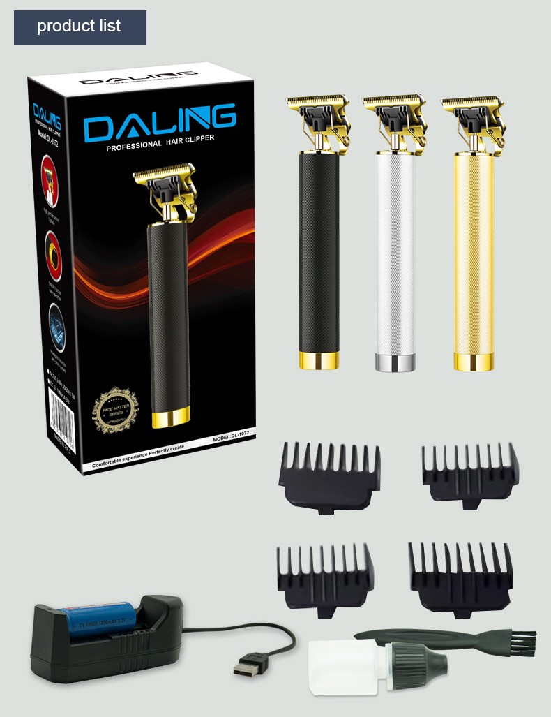 Daling DL-1072 Hair Clipper Engraving Clipper 0-scale grid pattern metal tube body bald clipper detail image 13