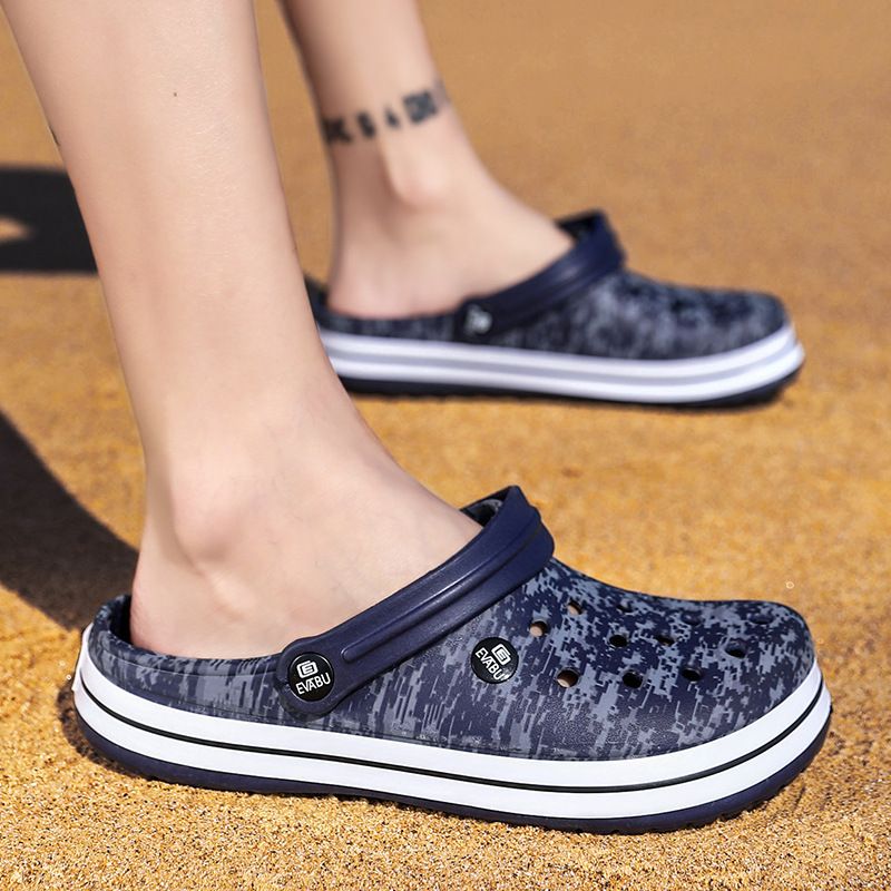 Summer beach crocs, anti-slip, breathable, fashionable and hollowed-out Korean couple garden shoes, men's flip-flops 71