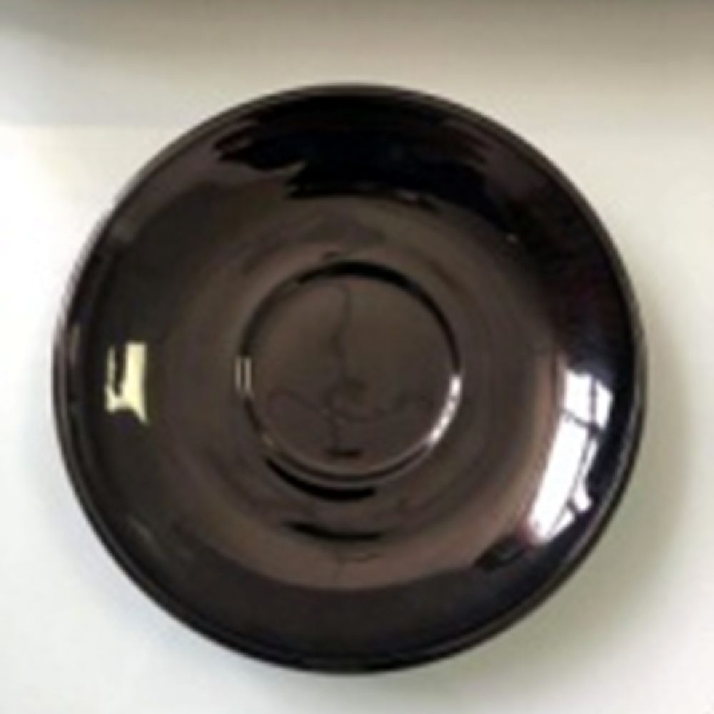 Black Crystal Glass Coasters on a minimalist wooden table with coffee cup