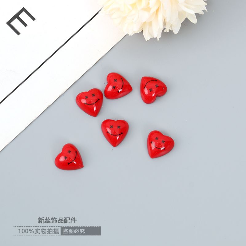 Best-selling ins heart-shaped 14 acrylic printed bear smiley face rabbit epoxy resin non-odorous hair clip earrings diy jewelry accessories Specification image