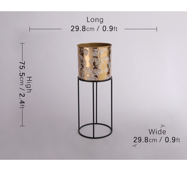 热销复古贴金箔雕花金色花架花盆详情图3