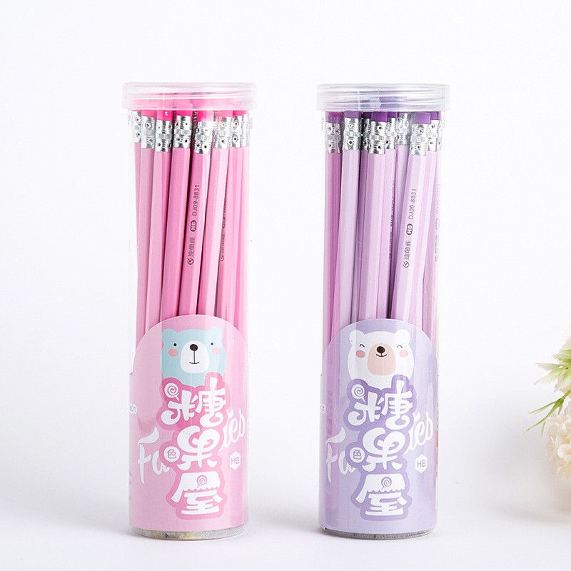小松树独角鹿HB30支筒装铅笔糖果色橡皮头厂家自营现货支持定制详情图2