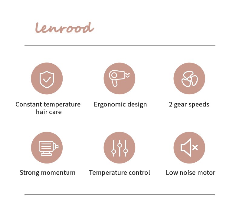邻鹿 LR-2600肉色小巧低噪家用电吹风950W温控吹风机详情图1