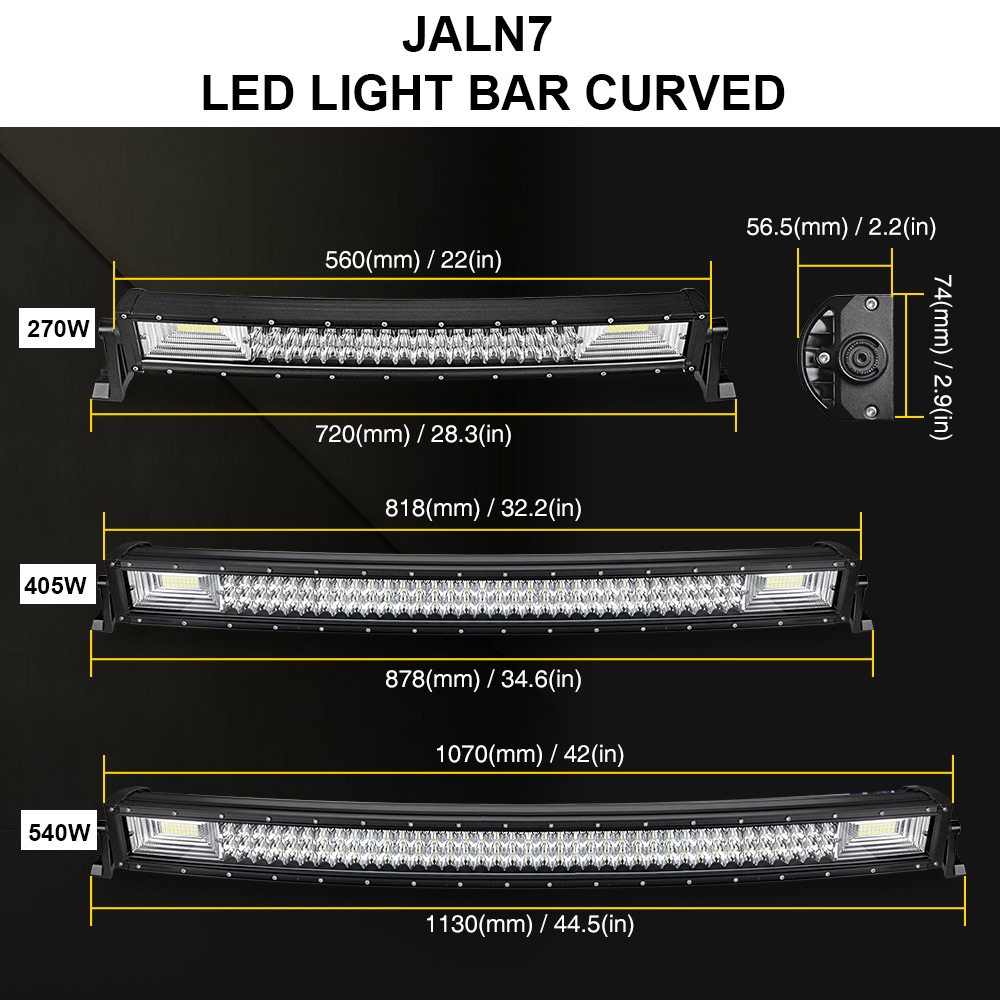 Automotive LED long strip lights and curved lights 270W, 405W, 540W