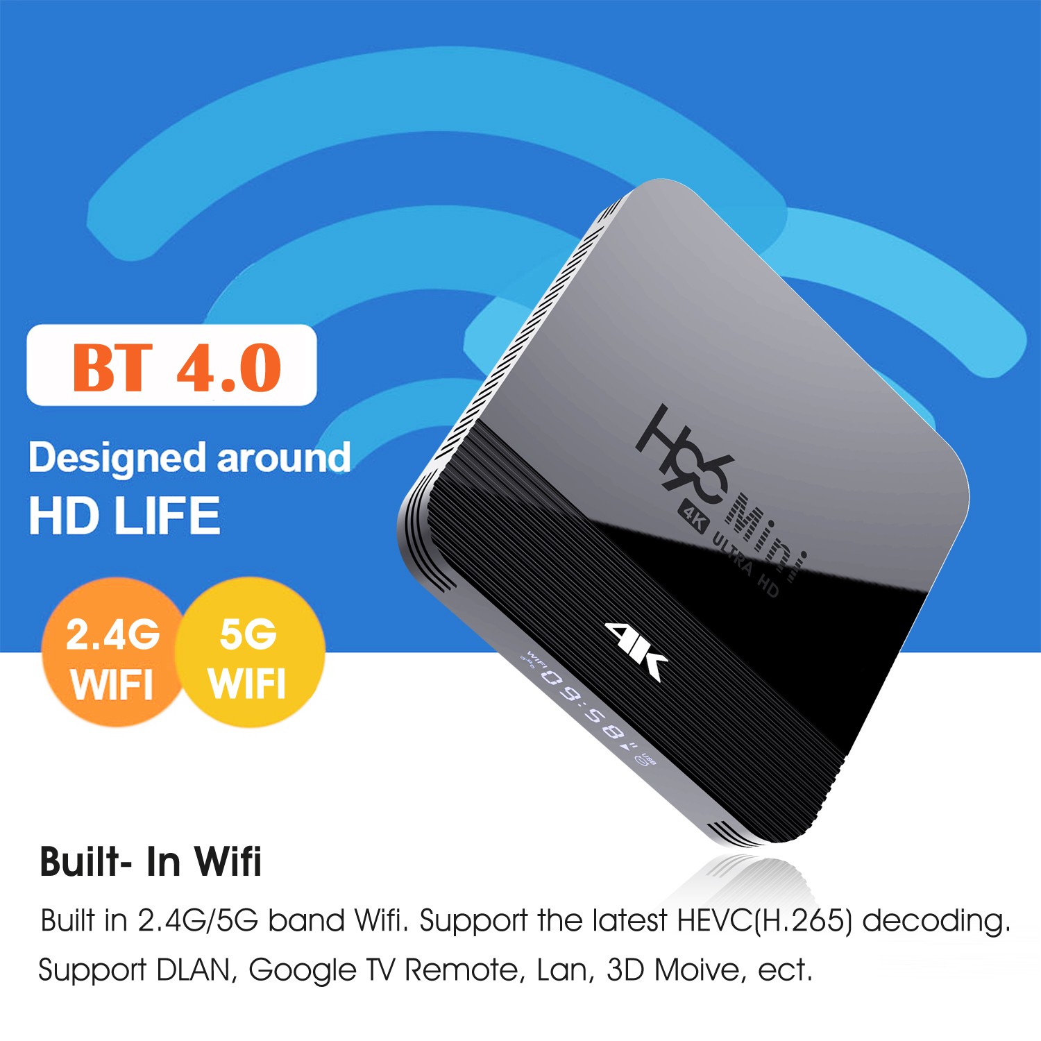 H96 MINI H8 安卓9.0 tv box RK3228A 4K 智能高清机顶盒详情图3