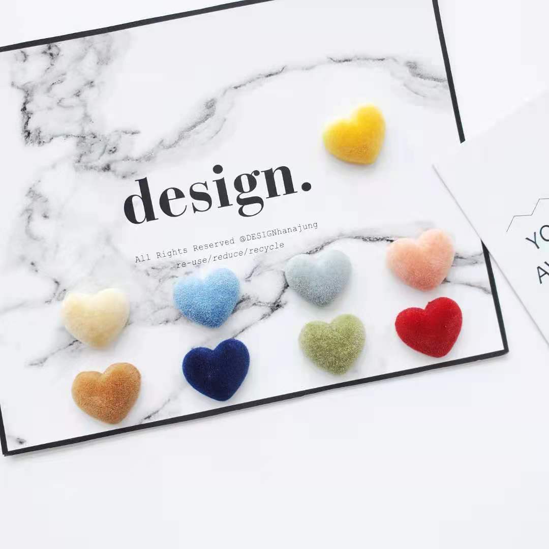 DIY handcrafted jewelry accessories for autumn and winter, plush heart-shaped bead pendants, earrings and earrings materials Item Picture